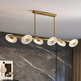 6-Light Textured Glass Round Gold Pendant Light Image - 4