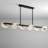 6-Light Textured Glass Round Gold Pendant Light Image - 8