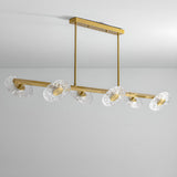 6-Light Textured Glass Round Gold Pendant Light Image - 9