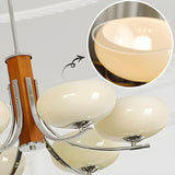 6-Light White Glass Drum Chandelier, Adjustable Height Image - 10