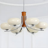 6-Light White Glass Drum Chandelier, Adjustable Height Image - 9