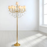 7-Light Luxurious Crystal Gold Barrel LED Floor Lamp Image - 1