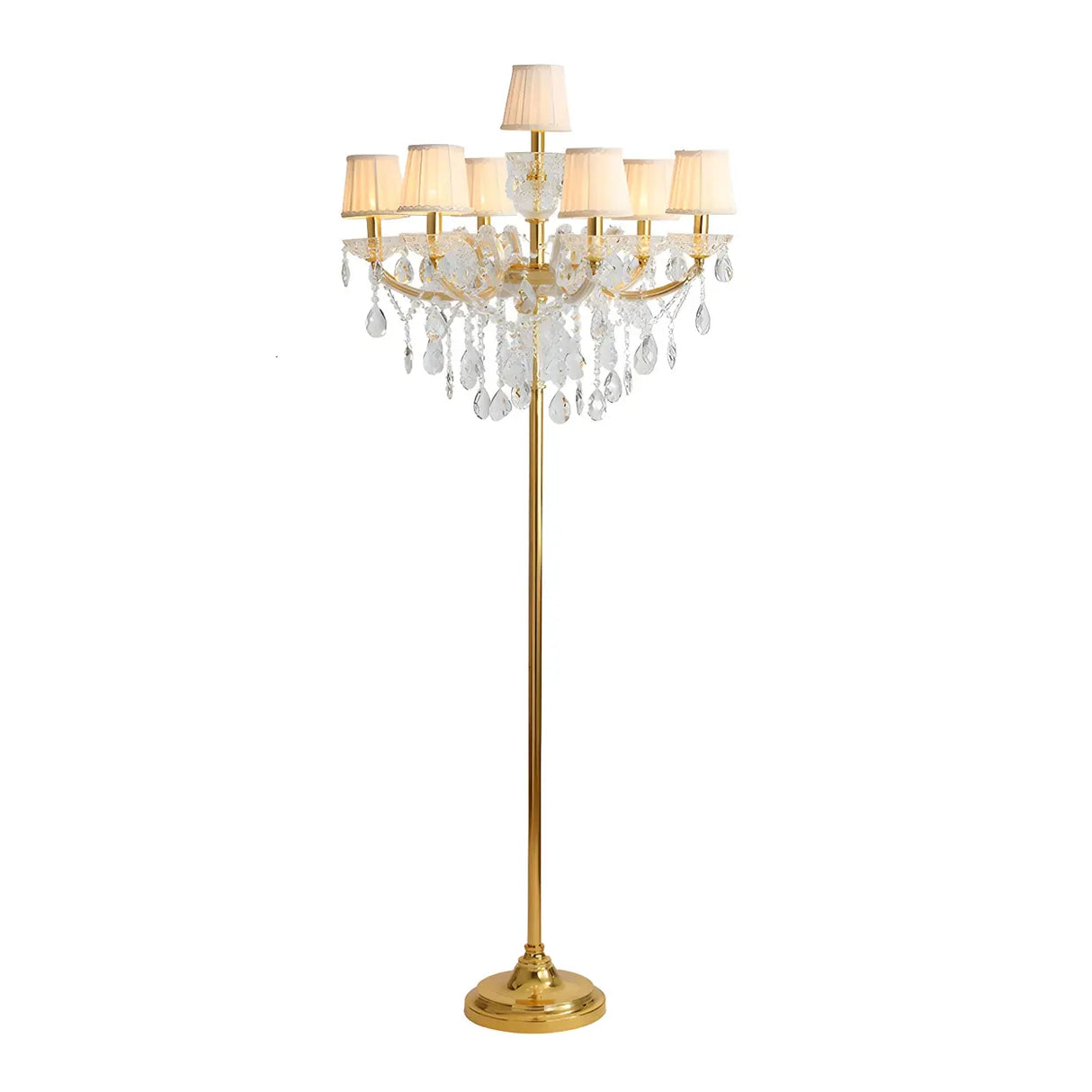 7-Light Luxurious Crystal Gold Barrel LED Floor Lamp Image - 2