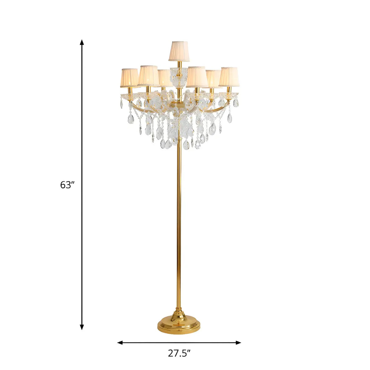 7-Light Luxurious Crystal Gold Barrel LED Floor Lamp 