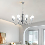 8-Light Chrome Globe Bulbs Opal Glass Chandelier  Image - 1