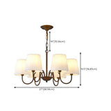 8-Light Classic Bronze White Fabric Chain Chandelier Image - 16