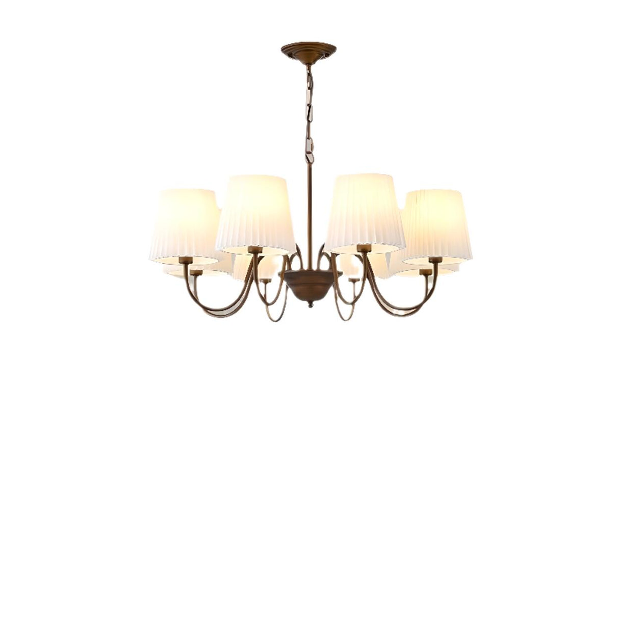 8-Light Classic Bronze White Fabric Chain Chandelier Image - 5