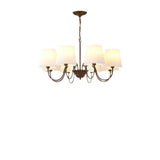 8-Light Classic Bronze White Fabric Chain Chandelier Image - 5