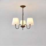 8-Light Classic Bronze White Fabric Chain Chandelier Image - 6