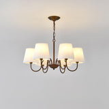 8-Light Classic Bronze White Fabric Chain Chandelier Image - 7