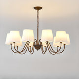 8-Light Classic Bronze White Fabric Chain Chandelier Image - 9