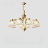 8-Light Classic Fabric Drum Gold Chain Chandelier Image - 11