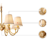 8-Light Classic Fabric Drum Gold Chain Chandelier Image - 17