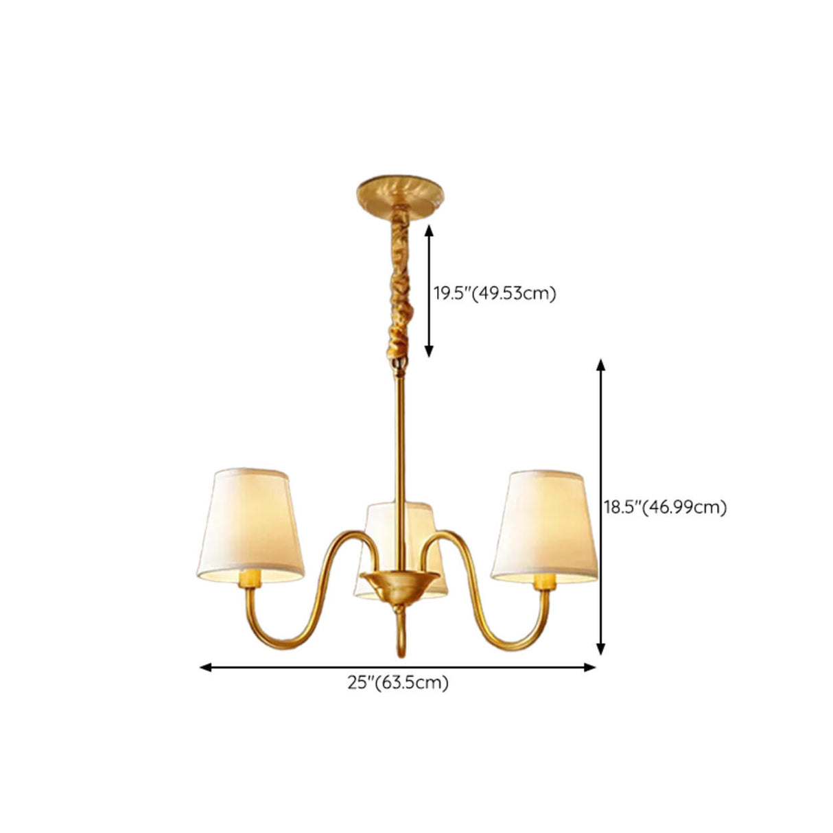 8-Light Classic Fabric Drum Gold Chain Chandelier 