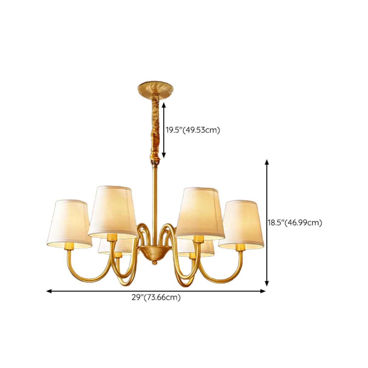 8-Light Classic Fabric Drum Gold Chain Chandelier Image - 25