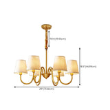 8-Light Classic Fabric Drum Gold Chain Chandelier Image - 25