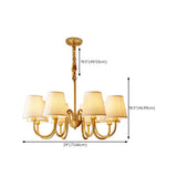 8-Light Classic Fabric Drum Gold Chain Chandelier Image - 27