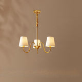 8-Light Classic Fabric Drum Gold Chain Chandelier Image - 6