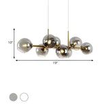 8-Light Contemporary Globe Glass Island Pendant Light #size