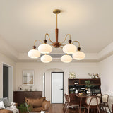 8-Light Drum Glass Hanging Light, Adjustable Height Image - 4