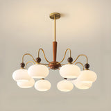 8-Light Drum Glass Hanging Light, Adjustable Height Image - 9