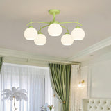 8-Light Hemispherical Semi-Flush Mount Lamp Living Room Image - 24