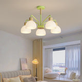 8-Light Hemispherical Semi-Flush Mount Lamp Living Room Image - 29