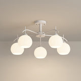 8-Light Hemispherical Semi-Flush Mount Lamp Living Room Image - 31