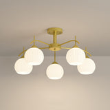 8-Light Hemispherical Semi-Flush Mount Lamp Living Room Image - 33