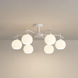 8-Light Hemispherical Semi-Flush Mount Lamp Living Room Image - 34