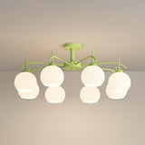 8-Light Hemispherical Semi-Flush Mount Lamp Living Room Image - 38