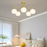 8-Light Hemispherical Semi-Flush Mount Lamp Living Room Image - 5