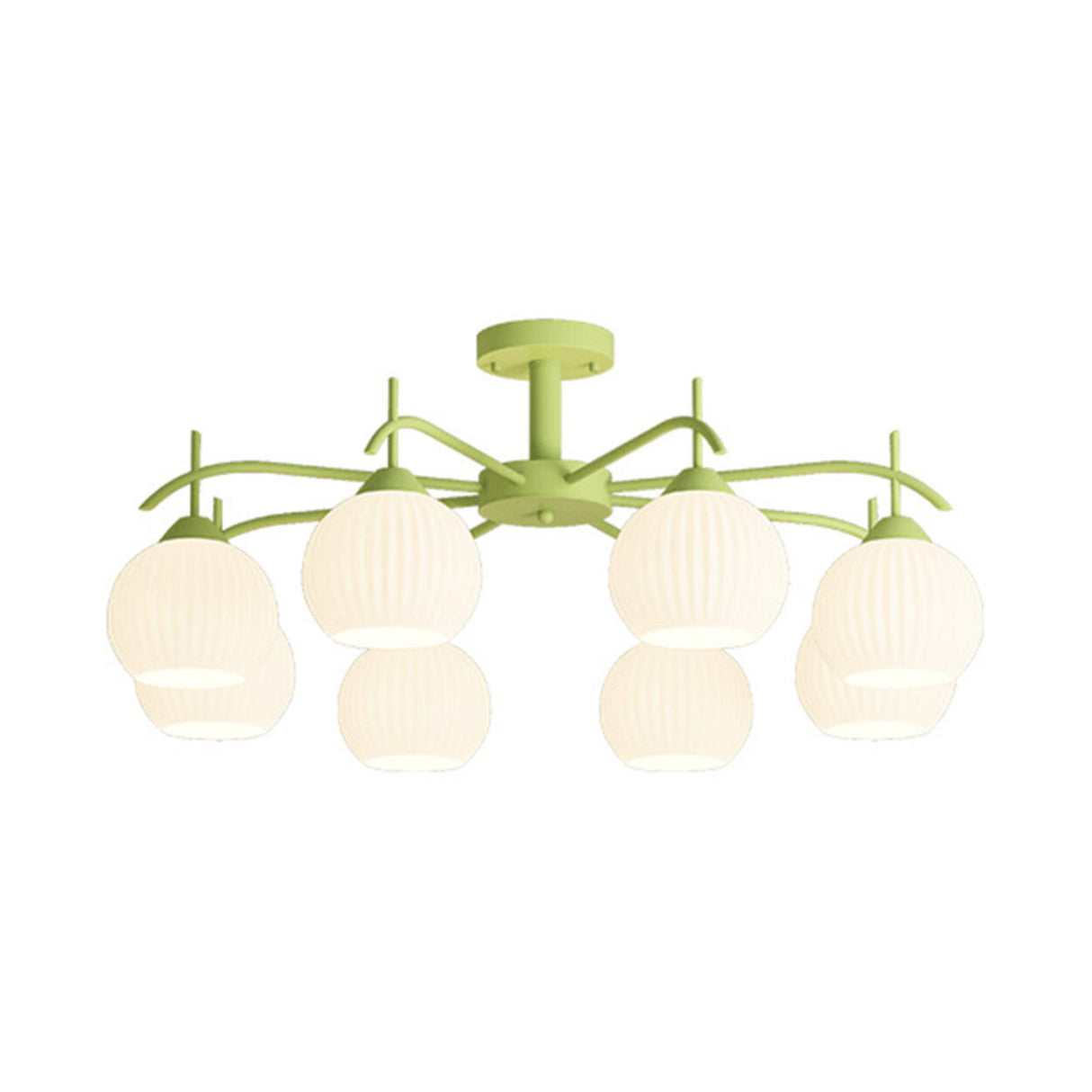 8-Light Hemispherical Semi-Flush Mount Lamp Living Room Image - 9