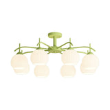 8-Light Hemispherical Semi-Flush Mount Lamp Living Room Image - 9