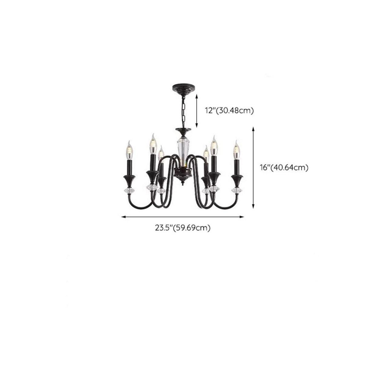 8-Light Modern Adjustable Black Candle Chandelier Image - 15