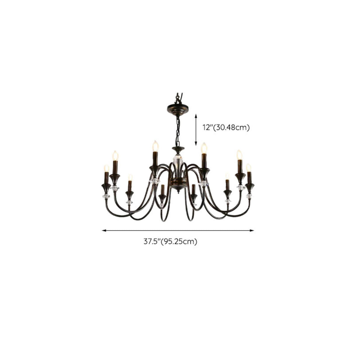 8-Light Modern Adjustable Black Candle Chandelier Image - 17