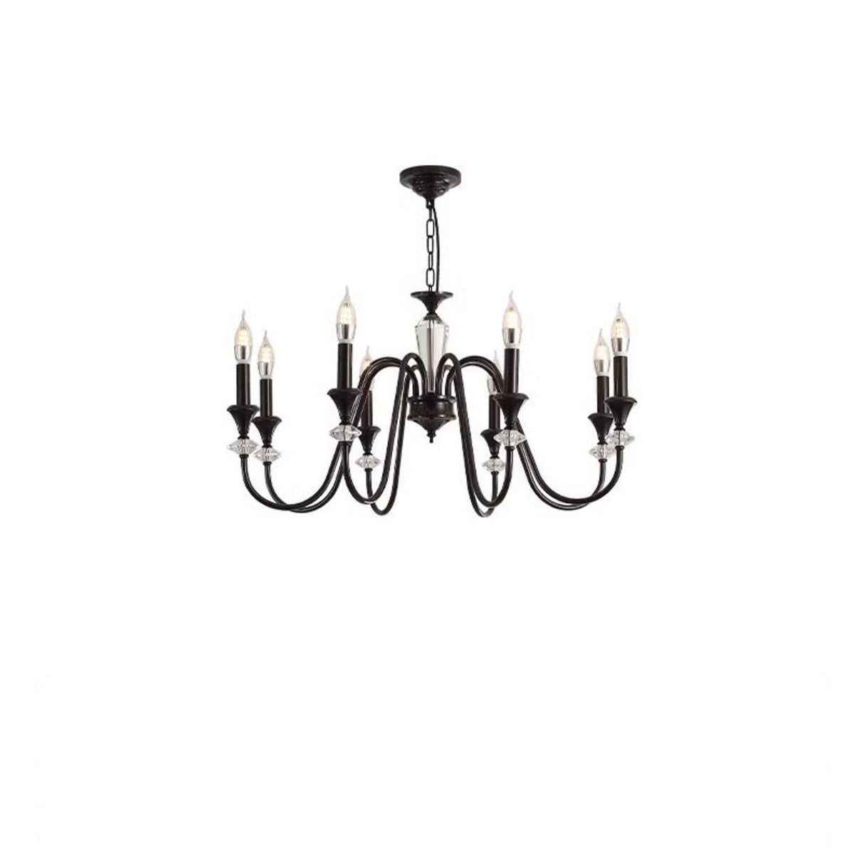 8-Light Modern Adjustable Black Candle Chandelier Image - 2