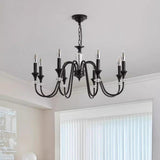 8-Light Modern Adjustable Black Candle Chandelier Image - 6