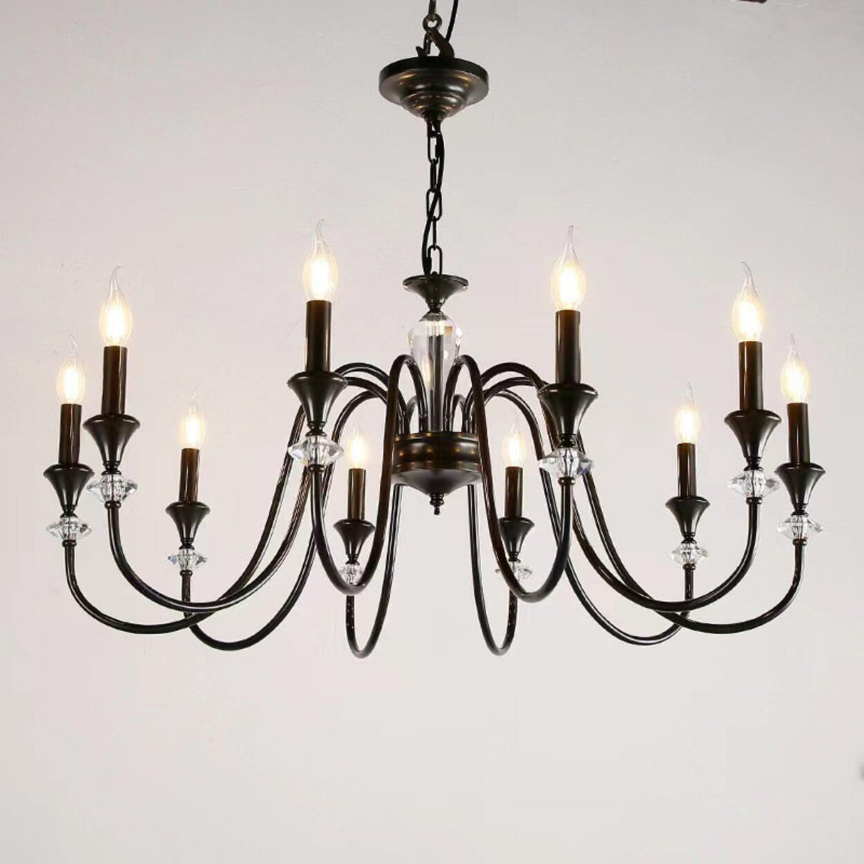 8-Light Modern Adjustable Black Candle Chandelier Image - 7