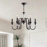 8-Light Modern Adjustable Black Candle Chandelier Image - 8