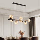 8-Light Modern Amber Globe Island Pendant Light Image - 1