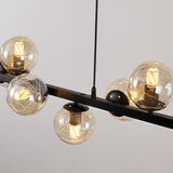 8-Light Modern Amber Globe Island Pendant Light Image - 12