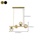 8-Light Modern Amber Globe Island Pendant Light #size