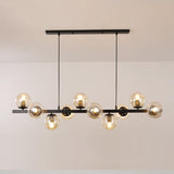 8-Light Modern Amber Globe Island Pendant Light Image - 5