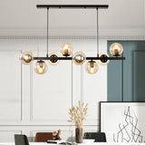 8-Light Modern Amber Globe Island Pendant Light Image - 8