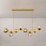 8-Light Modern Amber Globe Island Pendant Light Image - 9