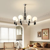 8-Light Modern Black Chrome Glass Globe Chandelier Image - 1