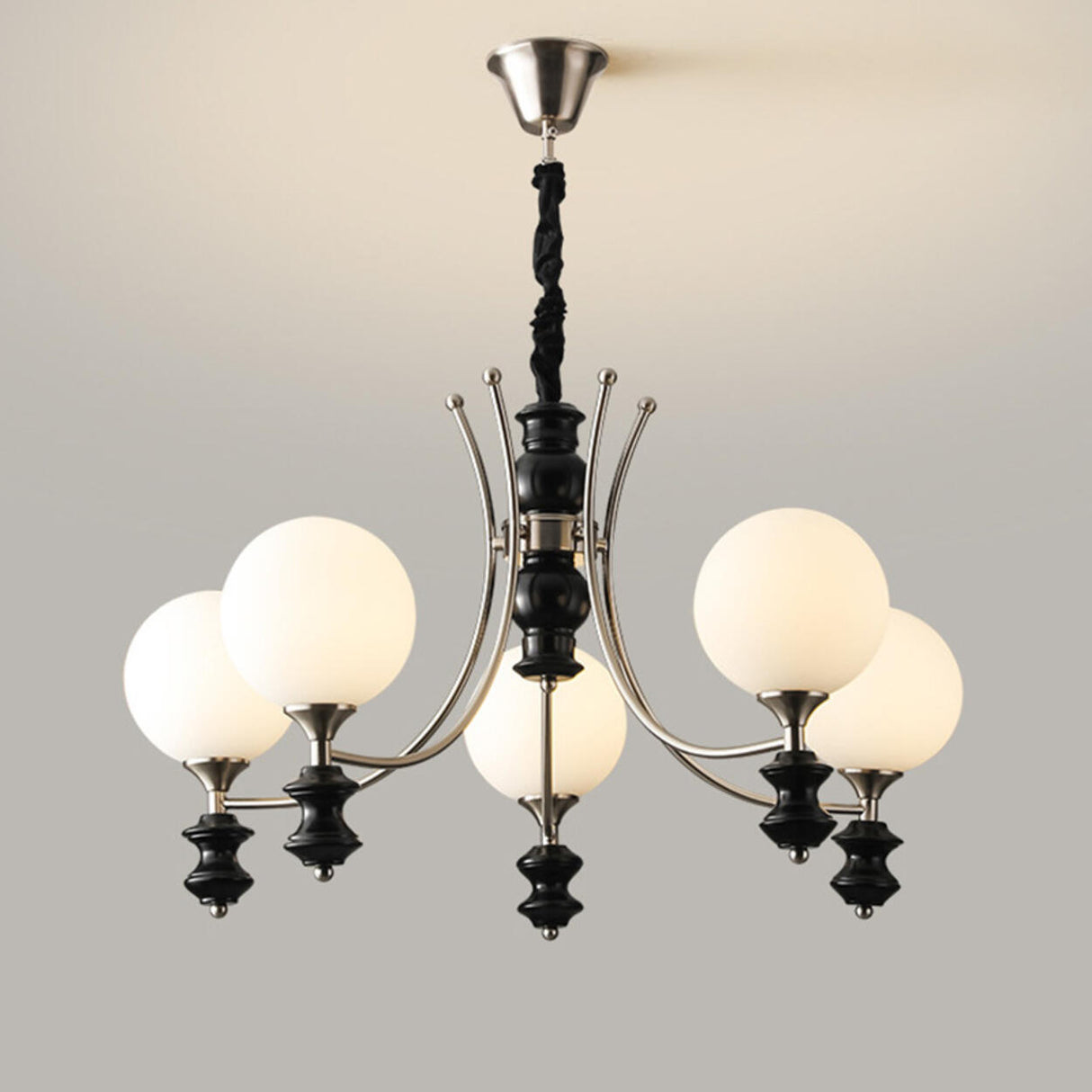 8-Light Modern Black Chrome Glass Globe Chandelier Image - 11