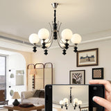 8-Light Modern Black Chrome Glass Globe Chandelier Image - 16