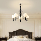 8-Light Modern Black Chrome Glass Globe Chandelier Image - 3